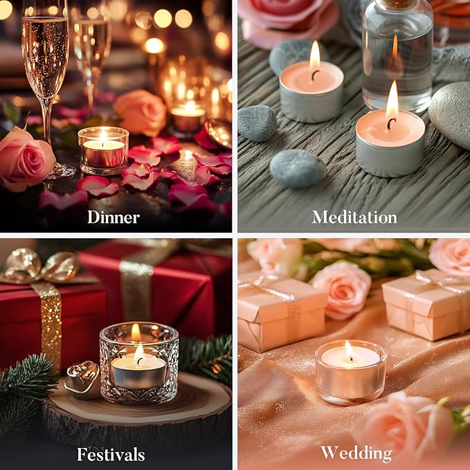 Unscented Tea Lights Candles 240 Pack, 6 Hours Long Burning,White Tea Candles Bulk, Bright Burn with Palm Wax,Smokeless Tealight Candles for Wedding,Centerpiece,Christmas Lights,Home Decorative