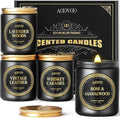 AOOVOO Scented Candles for Men - 4 Pack Candles for Home Scented, 36oz Soy Wax, 200 Hour Burn Time, Men Candle Set, Rose Sandalwood/Whiskey Caramel/Lavender/Leather Candle Set T