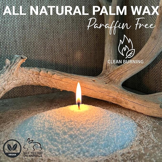Pearled Candle Sand Mothers Day Gift for Mom, 18oz Sand Wax, 30 Wicks, 2X Natural Fragrance Oils + Large Glass Jar Included, Smoke Free Powder Snow Candles, Upto 120 Hours Burn Time, Candle Making Kit