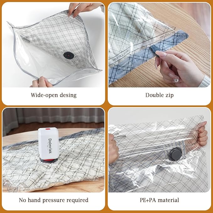 Travel Vacuum Storage Bags with USB Electric Pump, 18 Pack Compression Seal Bags for Luggage and Suitcase, Space Saver for Clothes and Clothing