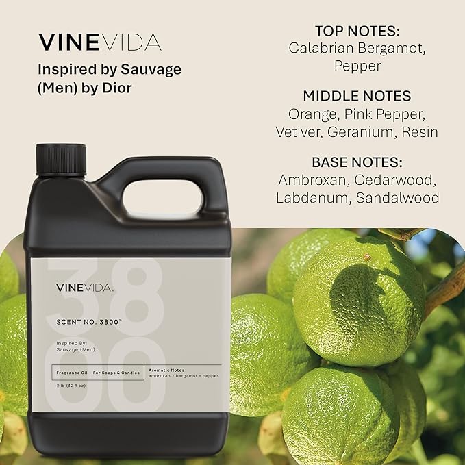VINEVIDA [32oz] Sauvage (Men) Fragrance Oil for Candle Making - Natural Candle Oil Scents - Soap Making Essential Oil - Made in USA