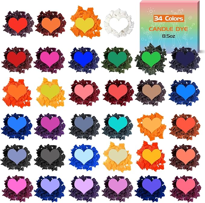 YRYM HT Candle Wax Dye for Soy Candle Making- 34 Popular Coloring Chips Candle Wax Dye for Candle Making - 8.5oz Premium Candle Color Dye for Soy Wax, Safe and Natural Candle Chips