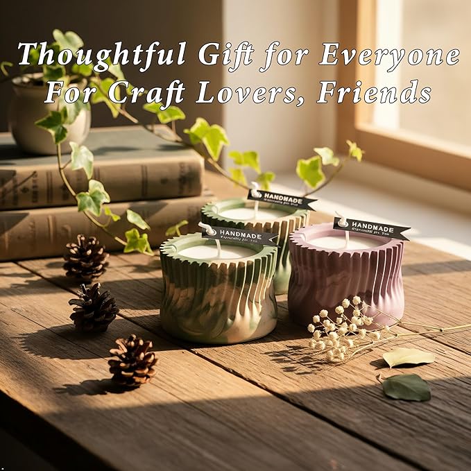 1Pc Wavy Ruffles Concrete Candle Jar Mold Cylinder Organizer Epoxy Resin Storage Silicone Mold for Trinket Box Jewelry Candle Holder Succulent Plant Pot DIY Art Craft Home Decor Supplies