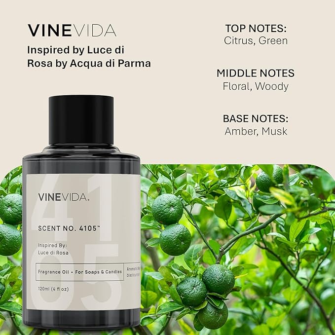 VINEVIDA [10mL] Luce di Rosa Fragrance Oil for Candle Making - Natural Candle Oil Scents - Soap Making Essential Oil - Made in USA