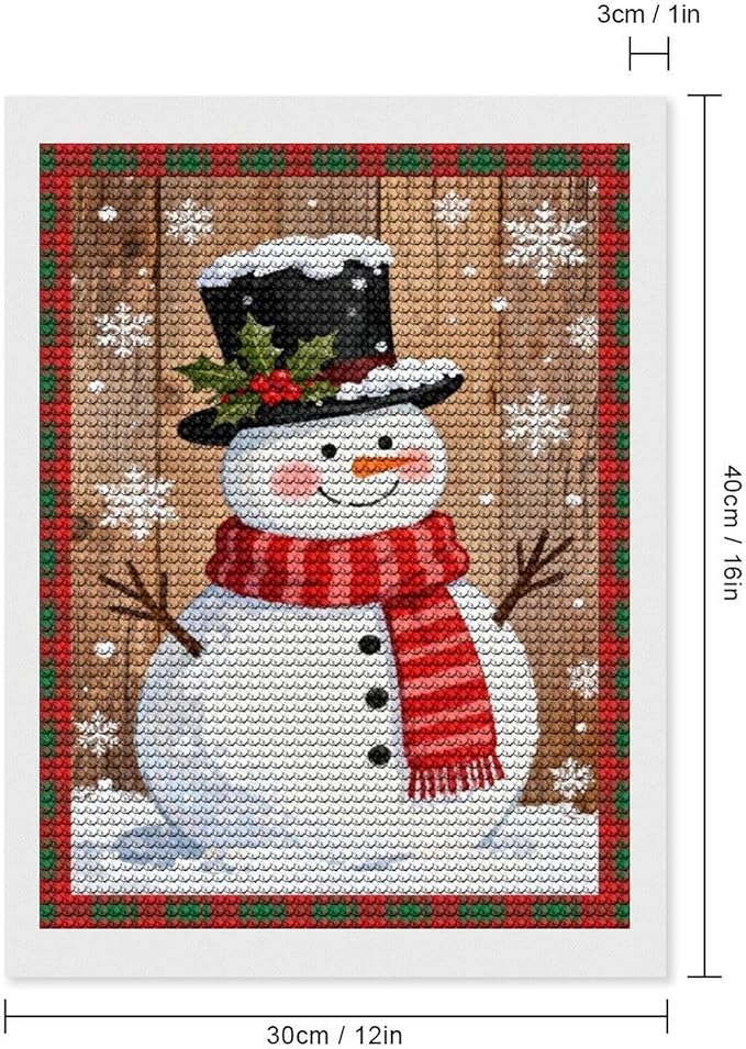AIVKIEJK Diamond Painting Kits for Adults - Festive Snowman Red Scarf Painting DIY 5D Full Drill Diamond Dots Paintings with Diamonds Gem Art and Crafts Home Decor 12"x16"