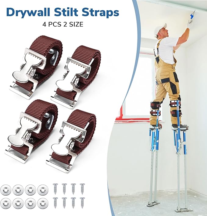 Yescom 4 pcs Drywall Stilt Straps Adjustable Foot Band Strap Replacement Kit Part Repair Accessories