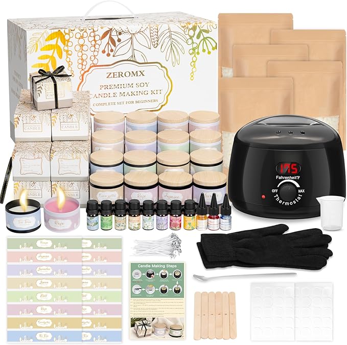 ZEROMX Candle Making Kit for Adults Beginners – 161PCS 1200g Wax DIY Candle Making Kit with Electric Wax Melter Pot, Candle Making Supplies for Make Your Own Candle Kit, Craft Kits for Adults