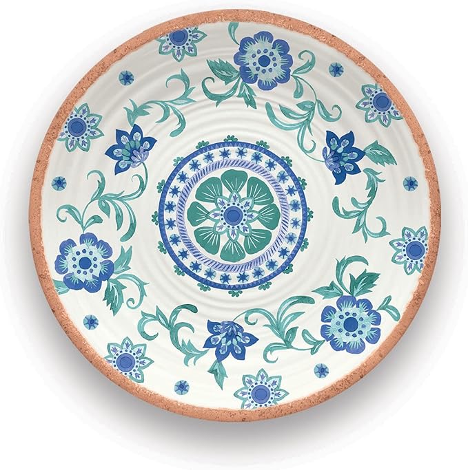 Rio Turquoise 8.5'' Durable Melamine Salad Plates, Shatter-Resistant and Dishwasher-Safe Indoor/Outdoor Dinnerware for Salads, Appetizers, Desserts, Side Dishes - Multicolor - Set of 6