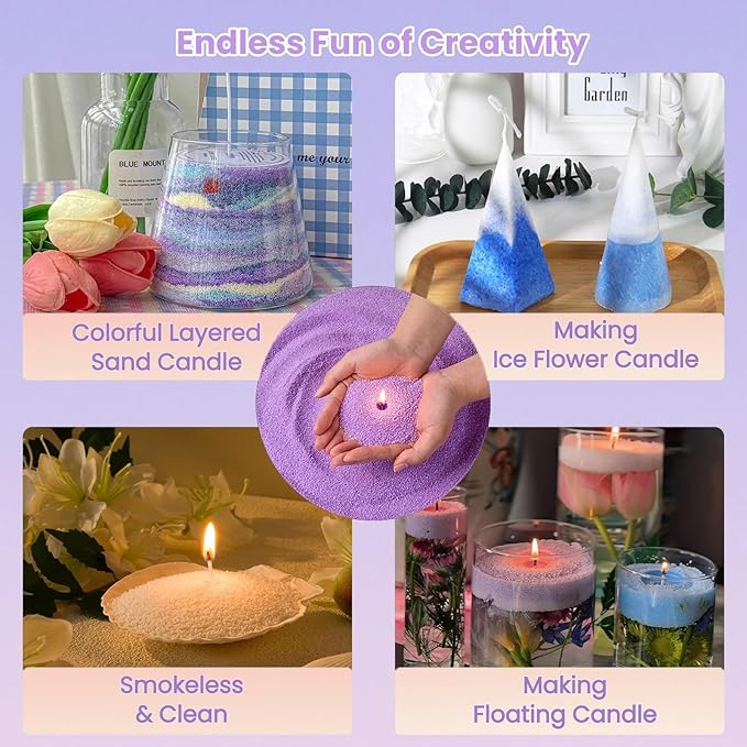 Monivi 14-Color Pearled Candle Sand Set 1.55lb/24.7oz, Unscented Sand Wax Beads with 50pcs Wicks & Candle Trays for Candle Making Beginners, Relaxing Home Décor, Gift for DIY Lovers (14-Color Set)