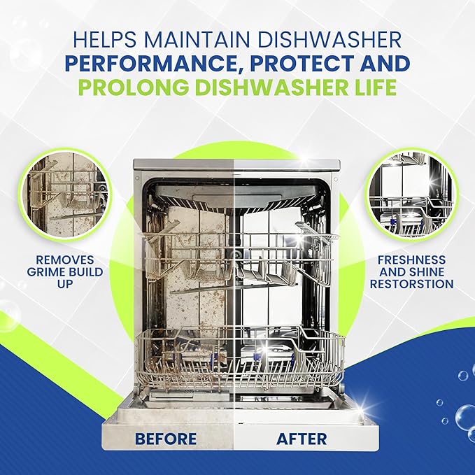 True Fresh Dishwasher Cleaner & Deodorizer Tablets, 24-Pack Dishwasher Maintenance Tablets for Interior, Pump, Filter, Spray arm & Drain, Helps Remove Grease, Limescale & Mineral Buildup 1-Year Supply