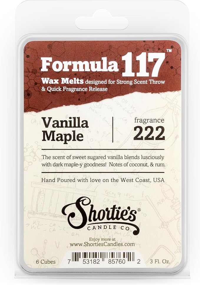 Shortie's Candle Company Vanilla Wax Melts Variety Pack - Vanilla Bean, Vanilla Maple, Cinnamon Vanilla - Formula 117-3 Highly Scented 3 Oz. Bars - Made with Natural Oils - Vanilla Warmer Wax Cubes