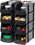 IRIS USA Large Stackable Storage Bins, 8-Pack, 13"L x 6"W x 5"H, |Made in USA|, Plastic Open Front Shelf Bin for Organizing Parts, Hardware, Tools, Supplies, Garage Shelf, Pantry - Black