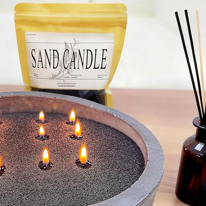 LONGDI Natural Pearled Candle Sand, 18 oz Scented Candle Sand with 25 Wax Wicks-DIY Refillable Candle Making Kit, Long-Lasting, Smoke-Free, Clean Burning Candles(Black, Lavender Scent)