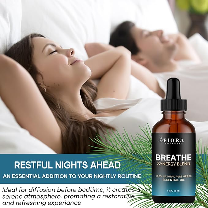 Breathe Essential Oil for Diffuser - Essential Oil Blend with Eucalyptus, Peppermint and Tea Tree, Breathe Easy Essential Oil for Humidifier, Rub, and Aromatherapy 1 fl oz