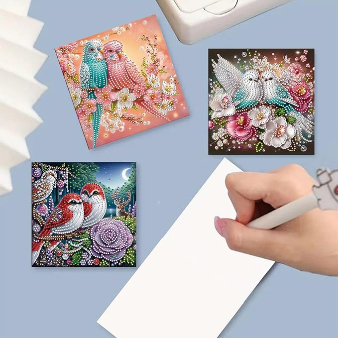 DoxQcs 5D Diamond Art Painting Greeting Cards Kit, DIY Cards for Blessings Congratulations Gifts, Greeting Card Set for Birthday Thanksgiving Day Christmas Halloween-Parrot