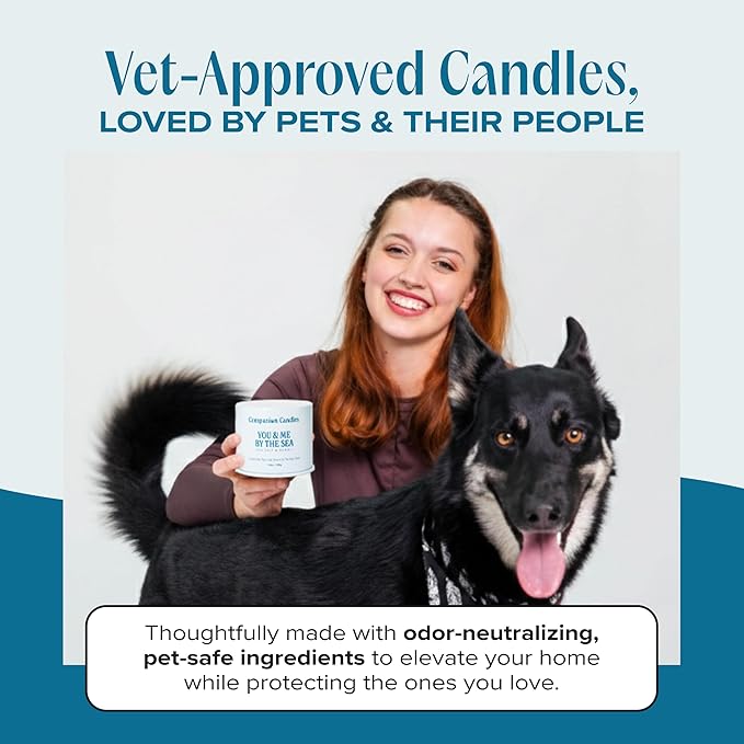 Companion Candles You & Me by the Sea Pet-Friendly Scented Candle – Sea Salt & Neroli Fragrance - Coconut Soy Wax Candle with Wooden Wick, Approx. 50-Hour Burn Time, Made in USA, 11.8 oz