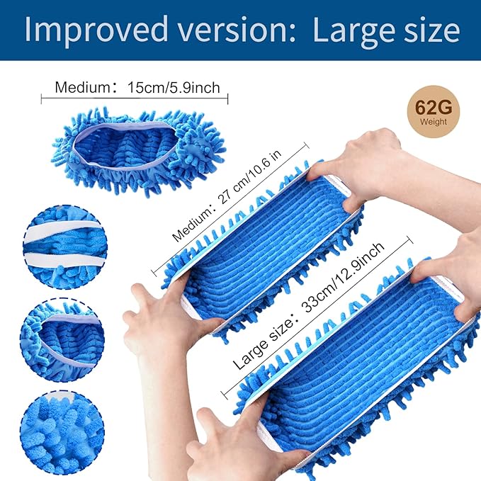 Cosywell 5 Pairs 10 PCS Mop Slippers for Floor Cleaning Supplies Microfiber Mopping Slippers Washable Reusable Mop Socks Mop Shoes Microfiber Foot Socks