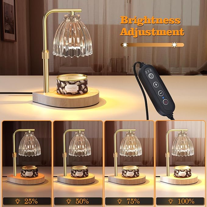 Birthday Gifts for Women Candle Warmer Lamp with Adjustable Height, Timer & Dimmer, Birthday Gifts for Women, Elegant Gift Box & Greeting Card, Candle Lamp with 2 Bulbs for Home Decor/Bedroom/Office