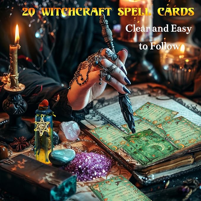 Ainswei Witch Spell Jar Kits,Witchcraft Supplies 145 PCS, Witchcraft Starter Kit Include Spell Candles Crystals Dried Herbs Gift, Versatile Tools Gifts for Beginner Experienced Witch
