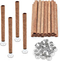 20 Set Wood Spiral Candle Wicks 4x0.32inch / 100x8mm, Wood Wick Tube with Iron Stands for Candle Making, Natural Round Wooden Wick Core Handmade Candles Supplies
