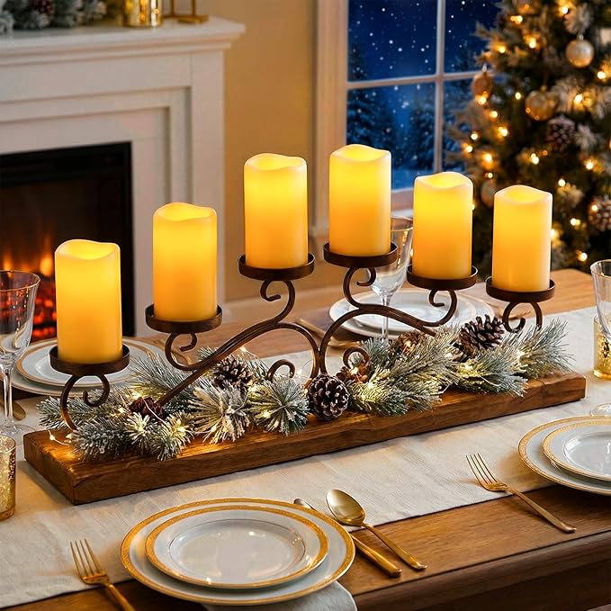 Homemory 3" x 6" Waterproof Flameless Candles, Outdoor Indoor Battery Operated LED Pillar Candles with Remote Control and Timer, Plastic, Long Lasting, Set of 6