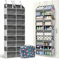 Dual Column Over the Door Organizer with Toiletry Bag - 5 Self Hanging Organizer with 10 Compartments - Heavy Duty Behind the Door Storage for Bedroom, Bathroom, Pantry, Nursery (Grey)