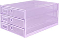EXERZ Paper Sorter 3 Tier Drawers A4 / Multifunctional Desk Organiser/Letter Tray - Documents, Magazines, Notebooks and Letters - Light Purple