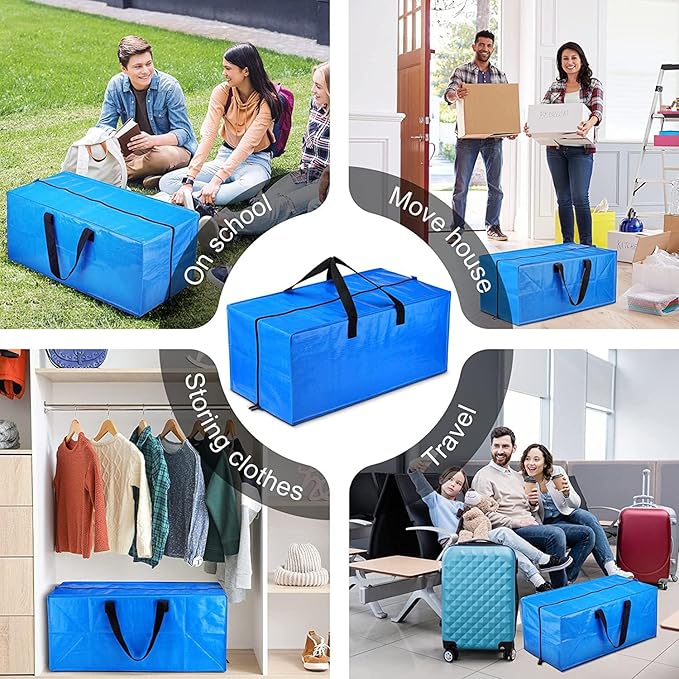 SGPAC Moving Bags Heavy Duty Extra Large with Backpack Straps,Extra Thick Storage Totes with Reinforced Handles for Space Saving,Moving Supplies & Moving Essentials,Alternative to Moving Box,8 Packs