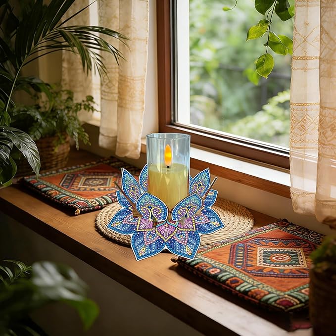 5D DIY Diamond Art Painting PVC Flower Candle Holders Tealight/Tea Light/Votive Candle Holder, for Table Centerpiece Home Décor Party Wedding Dinning-Flower-7