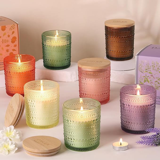 DARJEN Pine& Fir Candles for Home- 6.3oz 42H Natural Soy Wax Aromatherapy Jar Candle with Strong Scent, Decorative Aesthetic Candles for Odor Elimination, Living Room, Kitchen, Luxury Gift