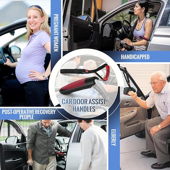 Car Door Handle for Elderly Car Handle Assist Support, Portable Auto Grab Handles with Strap for Handicap Seniors