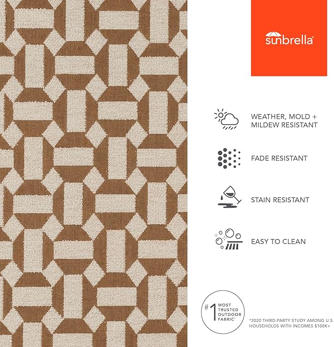 Sunbrella Striped Fabric by The Yard | Official Sunbrella Seller | Indoor or Outdoor Upholstery Fabric for Chairs, Cushions, Drapery, Pillows, Furniture | Assemble II Teak