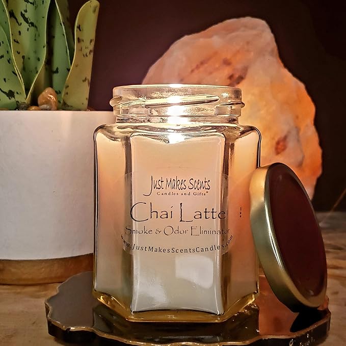 3 Pack - Chai Latte Scented Smoke and Odor Eliminator Candle - Odor Eliminating Scented Candles for Home - Neutralizes Cigarette, Food, and Pet Smells - Hand Poured in The USA