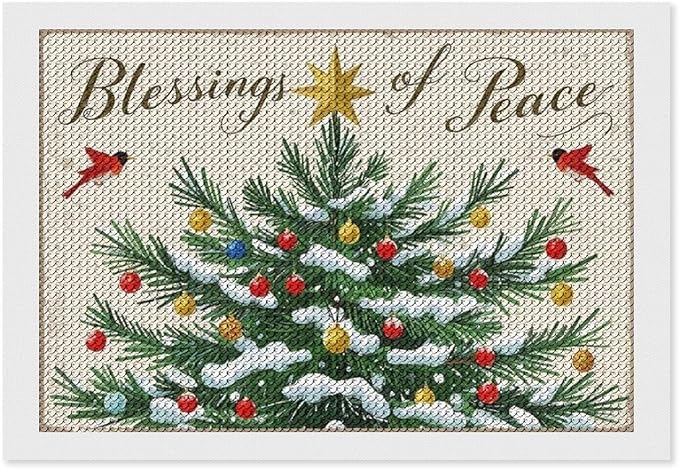Diamond Painting Kits for Adults - Christmas Snowy Pine & Inspirational Blessings of Peace Painting DIY 5D Full Drill Diamond Dots Paintings with Diamonds Gem Art And Crafts Home Decor 8"x12"
