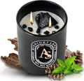 Amber Oud Scented Candle for Men 7.5oz, Coconut Soy Wax with Healing Crystals, Sage Candles for Cleansing House Negative Energy, Meditation Intention Decor, Manifestation Spiritual Gift