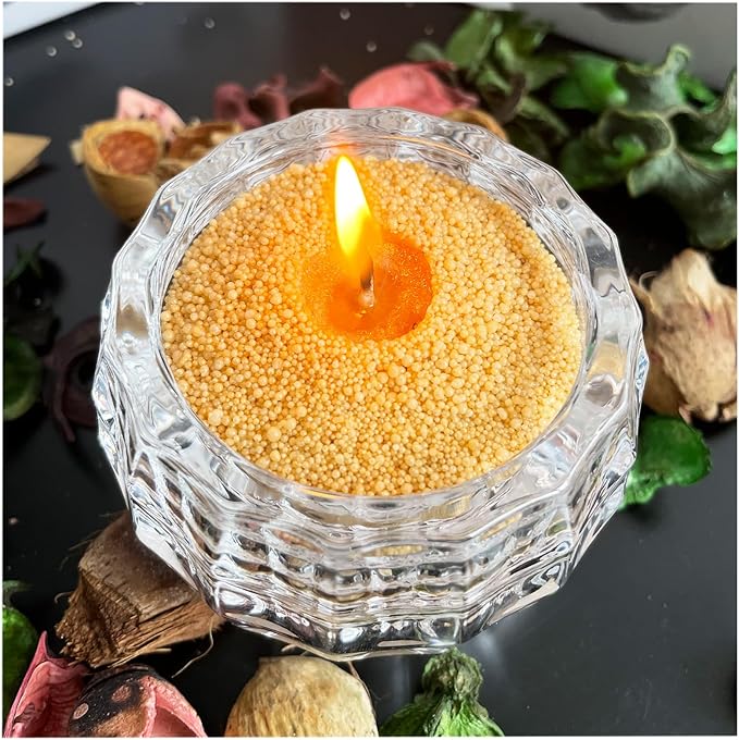 VITARIE Refillable Pearled Candle Sand 18oz, Unscented, 30 Cotton Wicks, 1.1lb Long Burning, Candle Making Kit, Pumpkin