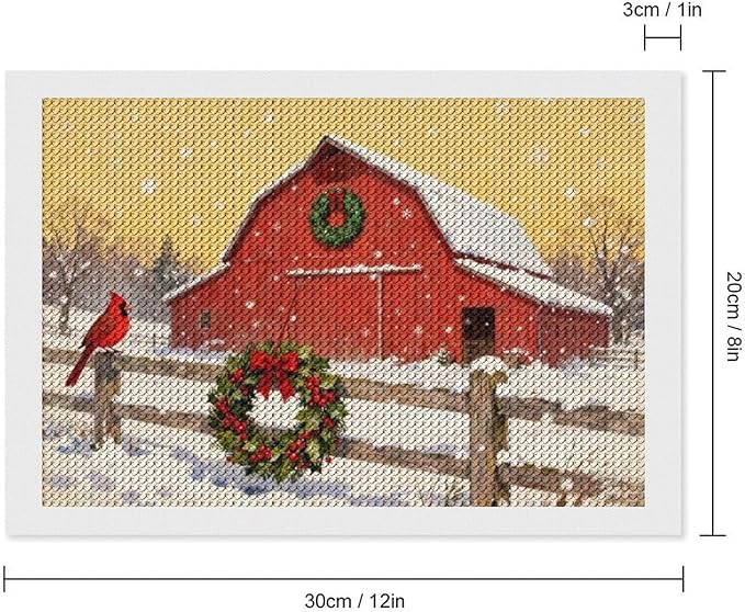 AIVKIEJK Diamond Painting Kits for Adults - Christmas Winter Cardinal, Red Barn Scene Painting DIY 5D Full Drill Diamond Dots Paintings with Diamonds Gem Art and Crafts Home Decor 8"x12"