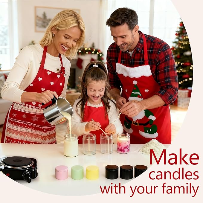 Aroparc Premium DIY Candle Making Kit - All-in-One Set with Hot Plate & 1.2L Melting Pot,100% Natural Soy Wax, Christmas Molds, and Gift Box, Unique Holiday Activity & Gift