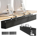 [Upgraded] Large Under Desk Cable Management Tray, Cinati Cable Management Under Desk No Drill, 42" Fabric Cord Hider for Wire Organizer, Cord Organizer for Office, Home - Supports Up to 30lbs Black
