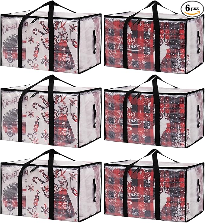 Moving Bags Heavy Duty Extra Large, Alternative for Moving Boxes & Moving Supplies,Clear Storage Bins with Lids, Plastic Packing Tote, Storage Bags for Clothes with Handles & Zippers(Clear, 6 Pack)