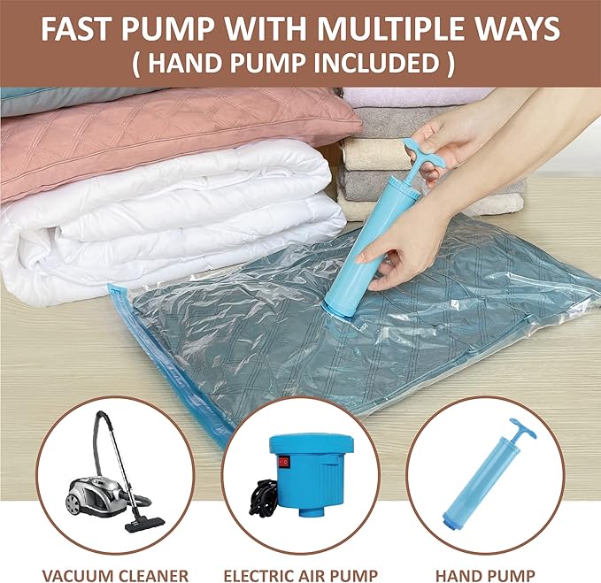 Roomimaster Vacuum Storage Bags, Vacuum Seal Space Saver Bags for Clothing, Travel Lugggage, Carry-on, Blankets, Comforters,Pillow, Bedding, 10 Small