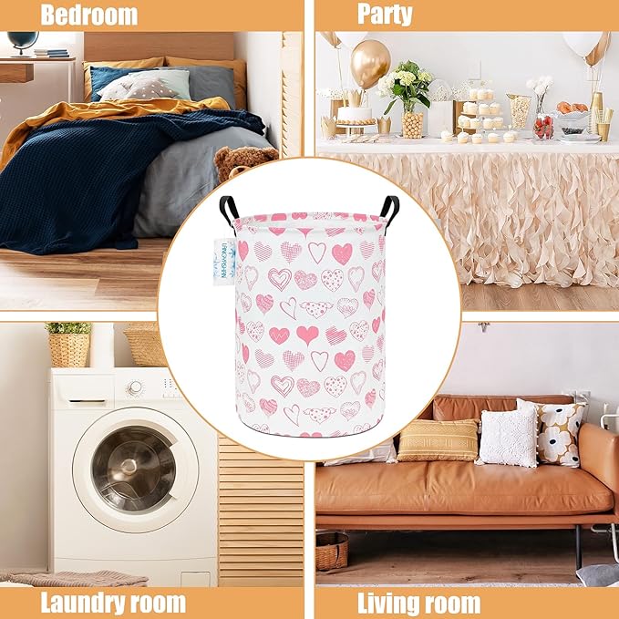 LANGYASHAN Laundry Basket Canvas Fabric Collapsible Organizer Basket for Storage Bin Toy Bins Gift Baskets Bedroom Clothes Children Nursery Hamper (Angel Heart)