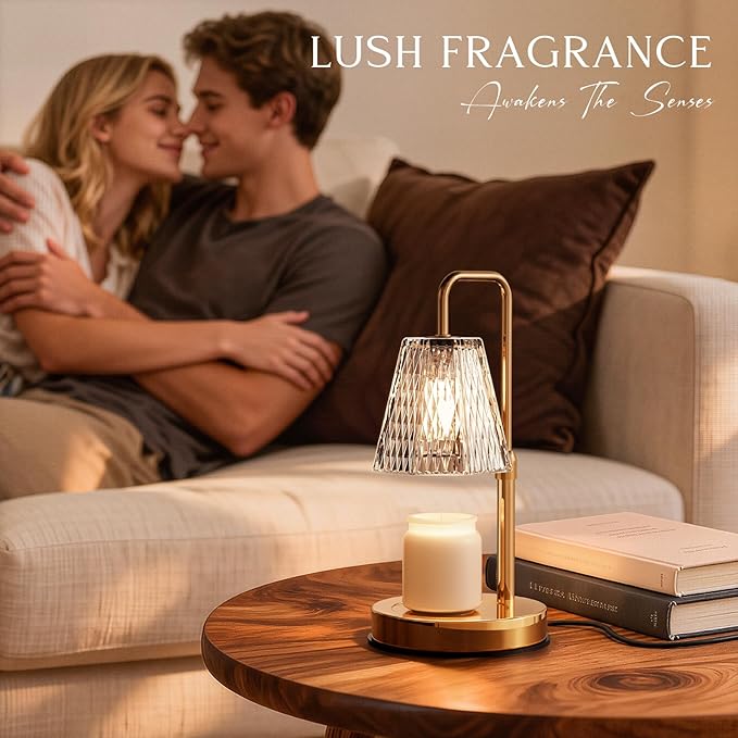 Candle Warmer Lamp with Timer – Dimmable Wax Warmer for Vintage Room Decor, Height Adjustable Candle Lamp for Mom, Birthday Gifts for Women,House Warming Gifts for New Home Decor with 2 Bulbs