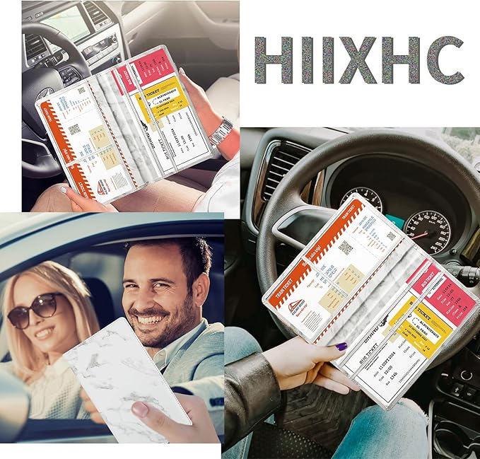 Car Registration and Insurance Card Holder - Leather Vehicle Glove Box Automobile Documents Paperwork Wallet Case Organizer for ID, Driver's License, Key Contact Information Cards - Men&Women