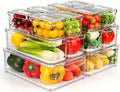 INNOVATIVE LIFE 14 Pack Refrigerator Organizers and Storage, Stackable Fridge Organizer Bins with Lids, BPA-Free Produce Fruit Storage Containers for Storage Clear for Food, Vegetable Storage
