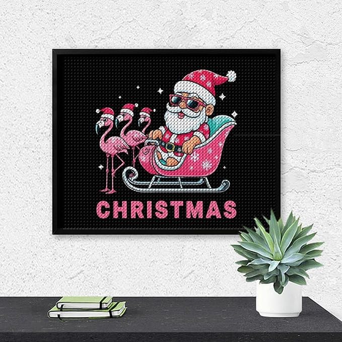 AIVKIEJK Diamond Painting Kits for Adults - Christmas Santa Flamingo Xmas Painting DIY 5D Full Drill Diamond Dots Paintings with Diamonds Gem Art and Crafts Home Decor 16"x20"