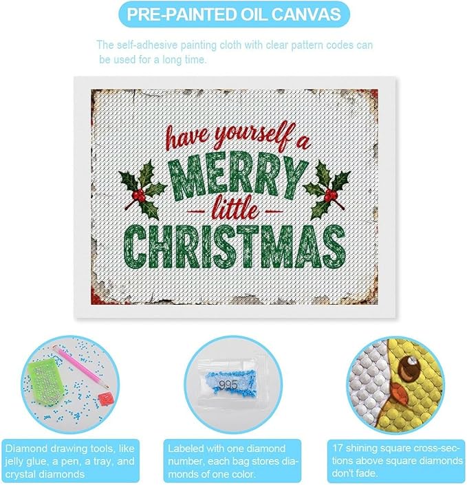 AIVKIEJK Diamond Painting Kits for Adults - Merry Christmas Santa Painting DIY 5D Full Drill Diamond Dots Paintings with Diamonds Gem Art and Crafts Home Decor 12"x16"