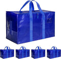 Simple Deluxe 4 Pack Extra Large Moving Bags with Lids, Reinforced Handles and Zippers, Heavy Duty Storage Tote for Moving Travel Camping Space Saving, Blue