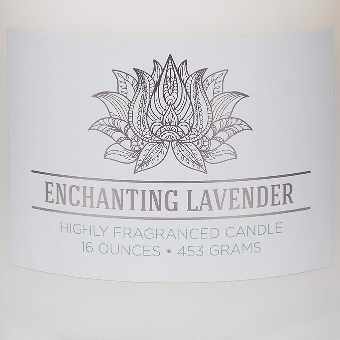 Carolina Enchanting Lavender Scented Candle, 16 oz Wellness Relaxing Aromatherapy Candle, 2 Wick White Jar Soy Blend Wax, Candles for Home, 60H Burn - Made in The USA