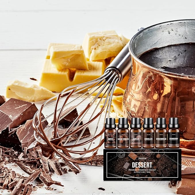 FUHITIM Fragrance Oil Dessert Set, Scented Oil for Soap & Candle Making, Essential Oils for Diffuser-Coffee, Vanilla, Chocolate and More(6 * 10ML), for Halloween, Thanksgiving